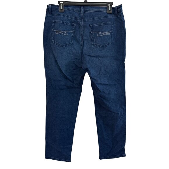 Style & Co. Petite 12P Womens Dark Wash Denim Jeans Embroidered Back Pockets - Picture 2 of 5